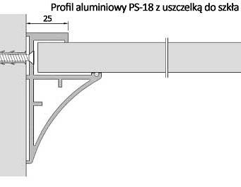 Profil do półki szklanej 18 mm
